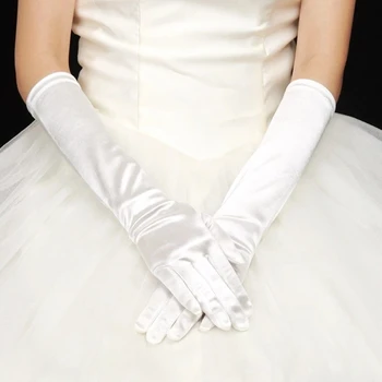Сватба Сватбени ръкавици Сатен С Дълъг пръст Бели Черни Сватбени Аксесоари с цвят на Слонова кост