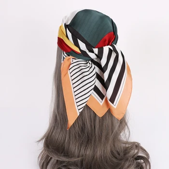 Жена Модерен Шал за момичета, Клондайк пасианс в геометрична лента от изкуствена Коприна, превръзка на главата в стил хип-хоп, Тюрбан 27 