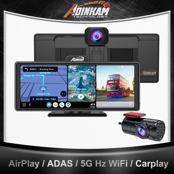 Гореща тенденция 10,26-Инчов ADINKAM Безжичен Carplay Android Auto 4K Таблото Преносима камера 5G Hz WiFi В колата 3 на Airplay аудио AUX