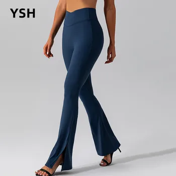 YUSHUHUA Nuly Feel Ластични панталони за йога с висока талия, Модерни Панталони за фитнес, Ежедневни панталони за танци с широки штанинами, бързо съхнещи Панталони за джогинг на открито