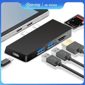 RYRA USB3.0 хъб за Microsoft Surface Pro 8/9/X 5/6 В 1 USB зарядно устройство 4k, HDMI, USB 3.0 четец на карти памет, USB-хъб за лаптоп