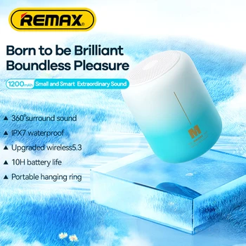Говорител Remax Bluetooth 5.3, Външен водоустойчив безжичен говорител, субуфер с пукнатини, Преносима музикална озвучителна колона