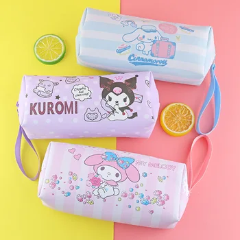 Нова скъпа мультяшная чанта за моливи Sanrio Kuromi от изкуствена кожа, по-Голямата голям студентски чанта за съхранение на моливи, Канцеларски материали, Награда