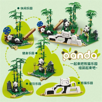 2023 Градско творчество Мультяшные животни Панда Рай Модел Строителни блокове Тухли Играчки За подарък