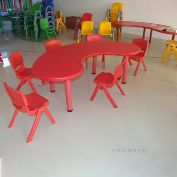 Пластмасови Детски Маси Домашни писалищно бюро, Детска градина Образование Игрална Маса Бебешка Храна Подвижен Плот Детски Мебели