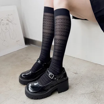 JK-Тънки дълги чорапи Дамски чорапогащи до коляното Дамски Копринени чорапи в стил Лолита, рокля за краката Calcetine Медии