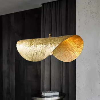 Висящи лампи Gervasoni Креативна Лампа във формата на листа на лотос, луксозен метален лампа, Хол, Кухня, остров, трапезария, декоративни осветителни тела