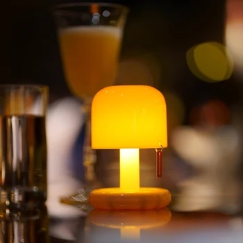 Мини настолен led лампа Sunset Night, Творчески USB Акумулаторна Гъби настолна лампа за кафе, домашен интериор, спални хотела