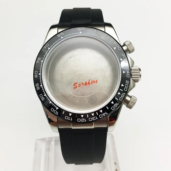 39 мм корпус от сапфир стъкло 100 м водоустойчив, подходящ за кварцов механизъм VK63, каишка от каучук + калъф с циферблат във формата на панда, многофункционален часовник