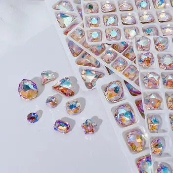 100шт Кристални Кристали за Дизайн на Ноктите Стъкло K9 Камъни за нокти Плоски Блестящи 3D Декорации за нокти DIY