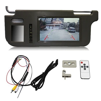 7-инчов Черно авто лявата козирка, екран Огледала за обратно виждане, LCD монитор, за Подмяна на 2-канален видео