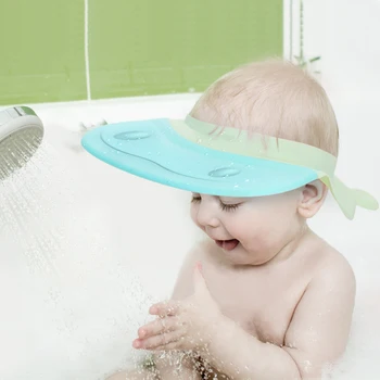 Стоки за майки и бебета, Детски мультяшная защитна капачка за къпане, Регулируем Водоустойчива Защита на ушите, Шапка за къпане с детски шампоан