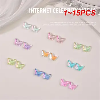 1 ~ 15 БР. Декорации за нокти с пеперуди триизмерни цветове, трайни и твърди, не увреждат ноктите, цветни, малки и портативни, красиви
