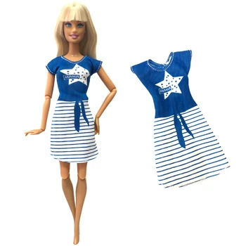 NK, 1 бр., куклено рокля с модерен дизайн, синя пола, ежедневни облекла, официални тоалети, Дрехи, Аксесоари за Барби кукли, детски играчки