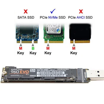 USB-адаптер NVME M. 2 NVME SSD към USB 3,1 Адаптер 10 gbps USB3.1 Gen 2 за M2 NVMe 2230 2242 2260 2280 SSD