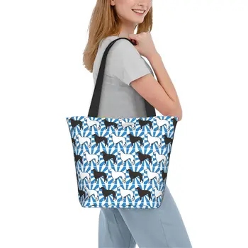 Скъпа чанта на рамото с принтом кучета Барзоя, дамски чанти за многократна употреба за пазаруване, ежедневни чанти-тоут, мека дамска чанта с цип, екологичен органайзер