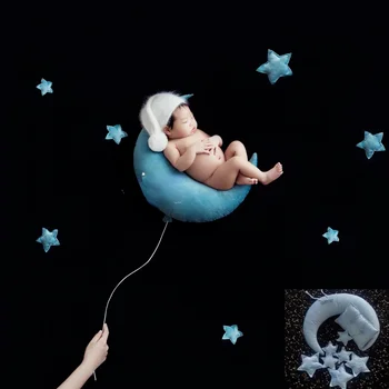 Аксесоари за фотография новородени с Луната и звездите: 1 комплект възглавници за месеца бебе, сувенири и подпори