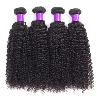 Bling Hair 4 Греда Продажба Къдрава увивни греди Бразилски коса Тъкане на Греди Реми Натрупване на човешки косъм 30 32 34 инча Натурален цвят