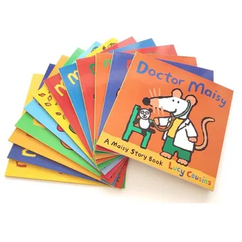 На 12 Книги/комплект, чанта за плуване Maisy на Вълните на мишка, Мишка, Английска книжка с картинки, Детска книжка със стикери, Книгата за обучение на IQ, EQ