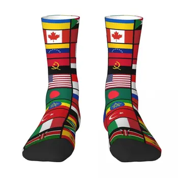 Знамена страни по света, Чорапи с шарени знамена светове, Чорапи в стил Харадзюку, Дълги Чорапи за мъжете и жените, Коледни подаръци