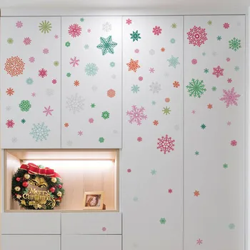 4 бр. Коледни стикери за стена под формата на снежинки, Коледни стикери за стена Фон Украса на стаята Стикери за стена Директен доставка