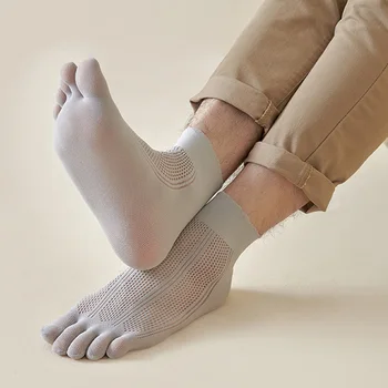 Летни тънки чорапи с 5 пръста, Мъжки найлонови мрежести обикновена Реколта Ежедневни Чорапи Дишащи с Дезодорант, Копринени чорапи с пръсти, Свободни Чорапи Sokken
