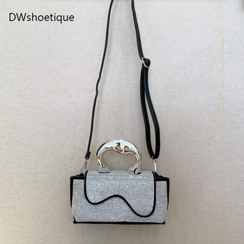 Чанта с декорация във формата на кристали, дамски чанти през рамо, външни чанта през рамо