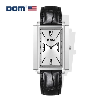 DOM Модерни кварцови часовници дамски кожени правоъгълни дамски часовник-гривна прости ежедневни дамски подарък M-1396L-7М