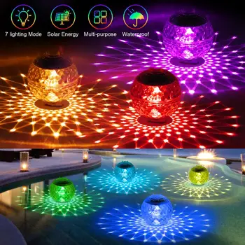 Плаващ лампа за басейна, Соларни лампи за басейна, RGB, променящи цвета, IP65, водоустойчив led нощна светлина за декор на езерото