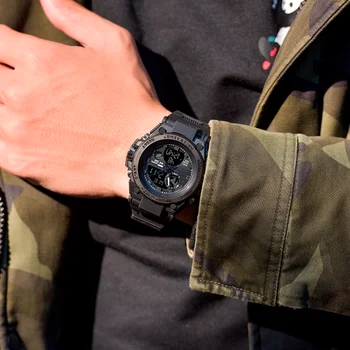 Луксозни мъжки спортни часовници на Biana с двоен дисплей, аналогов цифров електронен ръчен часовник Relogio Masculino, Електронни часовници