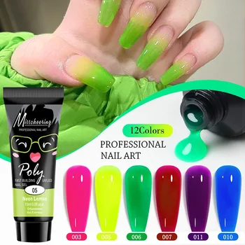 Впитывающийся UV-полигель за изграждане на нокти, Зелен прозрачен лак за нокти, полупостоянный брилянтен акрил строителен лепило-гел за маникюр