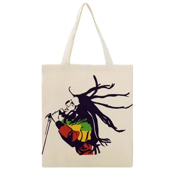 Голяма Холщовая чанта Martin Bobs And Marley - Крал на реге, Класическа Холщовая чанта, Скучни Ежедневни чанти, на роли с графичен дизайн, високо качество на