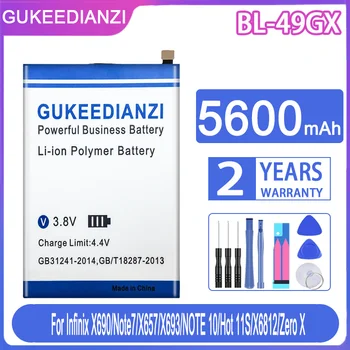 GUKEEDIANZI Взаимозаменяеми батерия BL-49GX 5600 mah за Infinix X690/X693//X6812/X657/Zero X/Note 7 10/Note7 Note10/Hot 11S Bateria