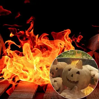 Сигурна тиква с реалистичен ефект на пламъка, страховито подпори от тиква за Хелоуин, Термостойкое украса за камината с огнената яма