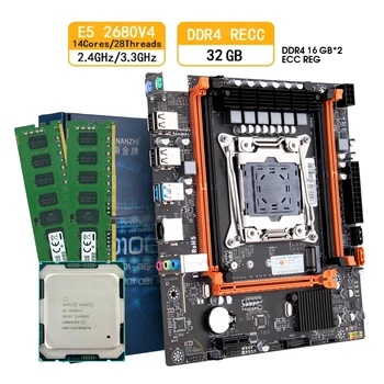 Комплект дънната платка HUANANZHI X99 4MF LGA 2011-3 Intel E5 2680 V4 с комбиниран комплект памет DDR4 ECC 2*16G