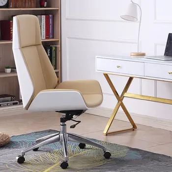 Модерни офис столове на Колела, мебели за домашния офис, Кожен стол с висока облегалка, Компютърен стол Nordic, Лесен Подвижен стол игри