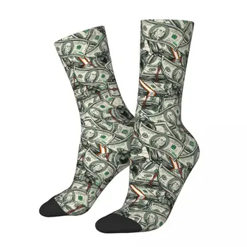 Луд Дизайн USD Долари Ретро Дизайн Баскетболни Чорапи за Екипажа Merch All Seasons Money Топли Чорапи За Екипажа на Дишащата