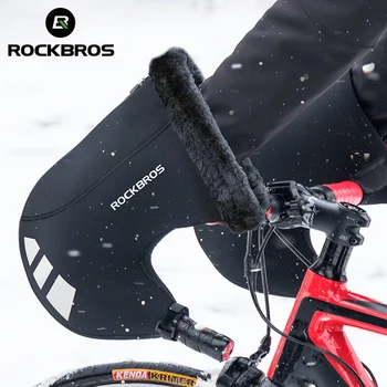 ROCKBROS Зимни Велосипедни ръкавици, Минерални Ръкавици за Планински пътища, Велосипедни Ръкавици SBR, калъф за волан, Топло за Велоспорта, мотоциклет