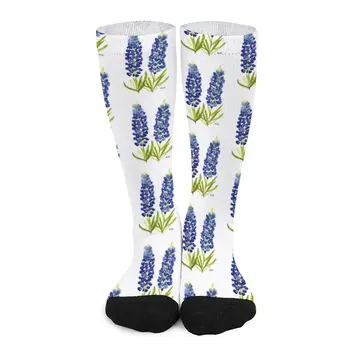 Чорапи с акварельными цветя в синя ивица, мъжки чорапи до глезена на крака, мъжки чорапи, изработени от памук