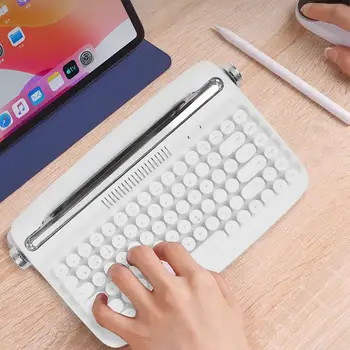 1 Комплект Клавиатура с винтажным дизайн, съвместими с Bluetooth Кръгли капачки за ключове, мини-електронни аксесоари, Стилни планшетная клавиатура за Windows