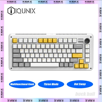 Механична клавиатура IQUNIX ZX75 Многофункционална Дръжка Трехрежимная Безжична Детска клавиатура с гореща замяна 81 клавишите RGB Pc Gamer Mac Подаръци