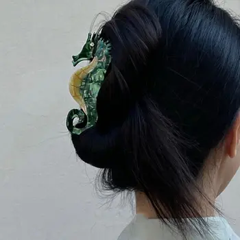 Креативен Ретро Нокът за коса във формата на морско конче, Луксозен универсален ацетатный скоба за животните с акула, Елегантни вечерни Дамски шапки