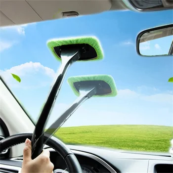 Комплект четки за миене на прозорци на колата, инструмент за измиване на предното стъкло Вътре в купето, автоматични чистачки с дълга дръжка, автомобилни аксесоари