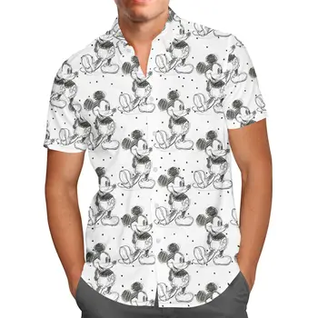 Хавайски ризи с изображение на Мики Маус, Мъжки Ризи с къс ръкав и копчета, Хавайски ризи Disney, всеки ден плажни ризи, Модерен топ