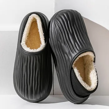 2023 Зимните чехли, Мъжки улични водоустойчиви топли обувки, Дамски слипоны, Домашна плюшен обувки на дебелото платформа, нескользящая обувки