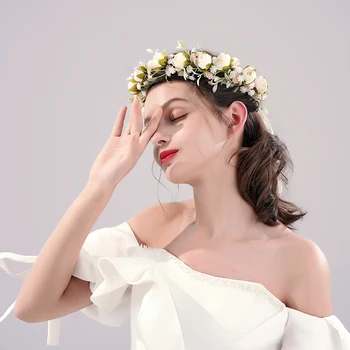 Бяла Проста превръзка на главата с флорална декорация, сватбени Аксесоари за коса-Sweet for Women ' s Forest Collection