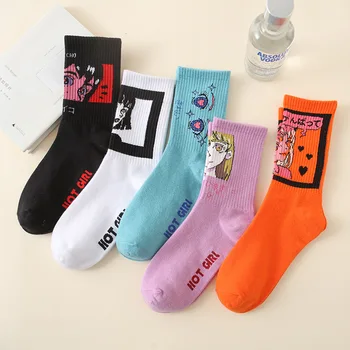 Японски Чорапи Tide от комикси Ins, Проста илюстрация за скейтборд, Дамски чорапи, подаръци за момичета, Прекрасни спортни чорапи в стил Харадзюку