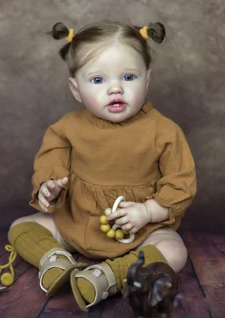 FBBD 24-Инчов Кукла за Новородени Деца Reborn Lottie Принцеса Момиче реалистична Мека На Допир 3D-Художествена Кукла с Ръчни Корен Коса