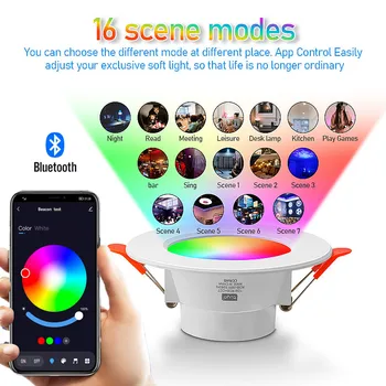 Bluetooth-съвместими цветен точков led тавана лампа, Една кръгла лампа, лампа за умен дом, RGB лампа с регулируема яркост 110 В На 220 В