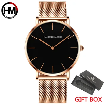 Модерен мъжки часовник Хана Martin, висок клас марка, тънки ръчни часовници от вкара стомана, мъжки Черни спортни водоустойчив кварцов часовник reloj